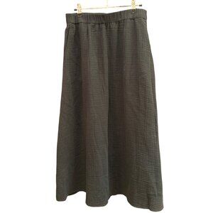 Eileen Fisher Women's Black Elastic Waist Organic Cotton Gauze Maxi Skirt Size M